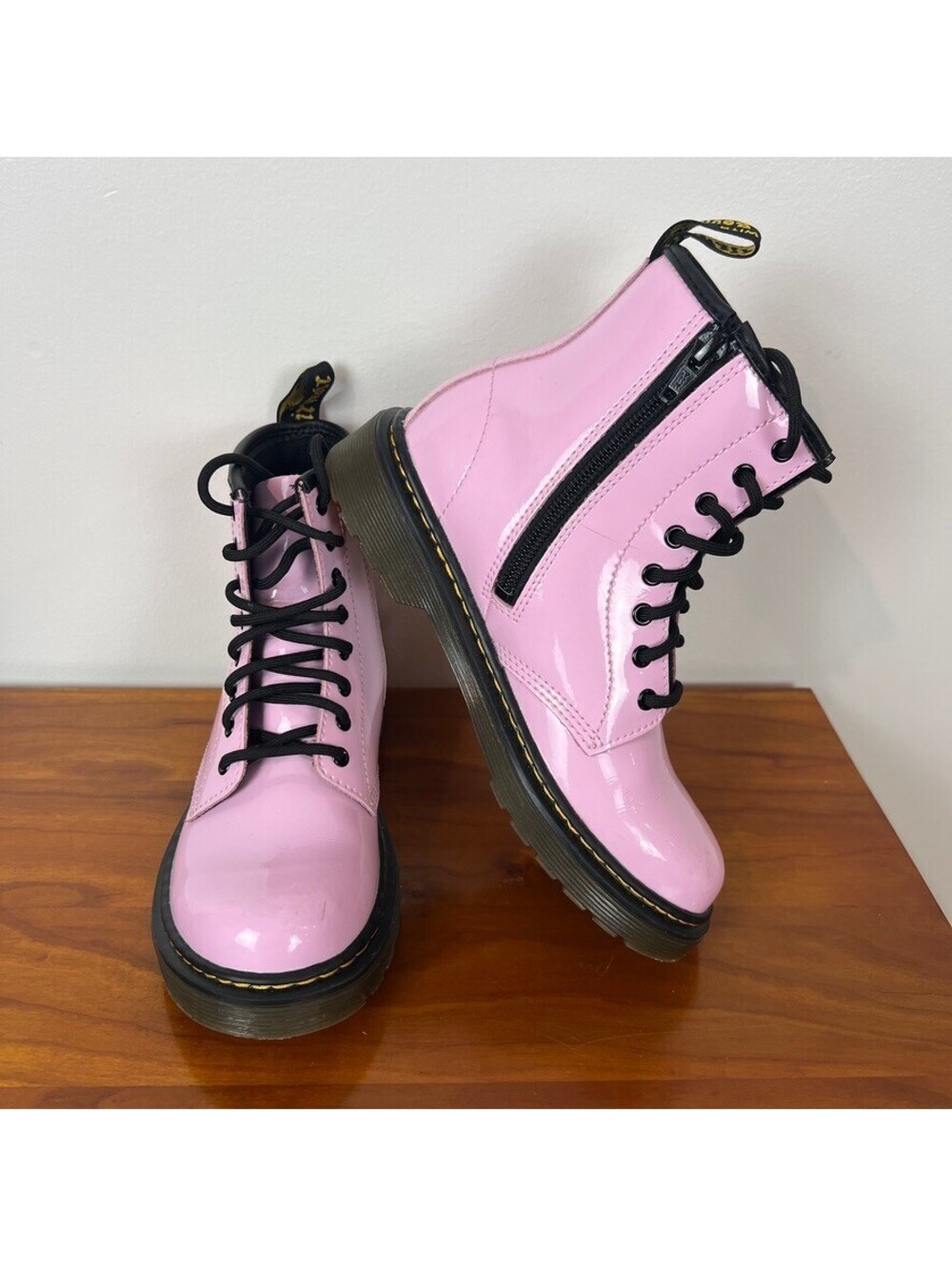 Dr. Martens 1460 Pink Patent Leather Lace Up Combat Boots Womens US 2